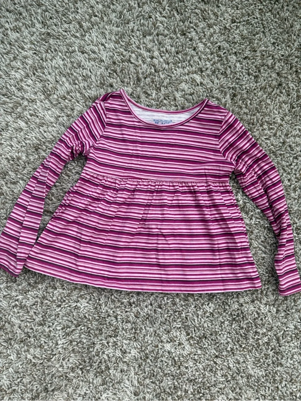 The Children's Place Pink Striped Long Sleeve Peplum Top